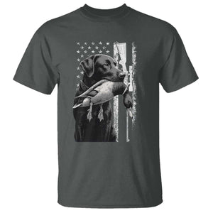 Duck Hunting Dog Back Lab Vintage American Flag T Shirt TS11 Dark Heather Print Your Wear