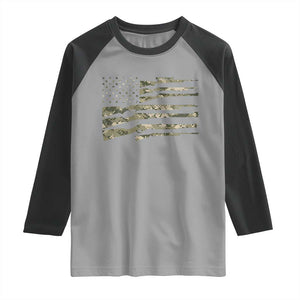 Hunting Guns Vintage Camo American Flag Raglan Shirt TS11 Sport Gray Black Print Your Wear