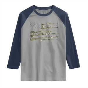 Hunting Guns Vintage Camo American Flag Raglan Shirt TS11 Sport Gray Navy Print Your Wear