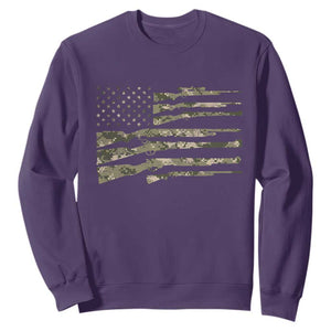 Hunting Guns Vintage Camo American Flag Sweatshirt TS11 Purple Print Your Wear