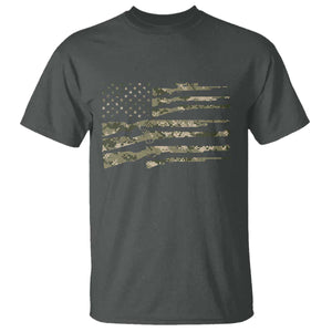 Hunting Guns Vintage Camo American Flag T Shirt TS11 Dark Heather Print Your Wear