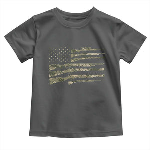 Hunting Guns Vintage Camo American Flag Toddler T Shirt TS11 Dark Heather Print Your Wear