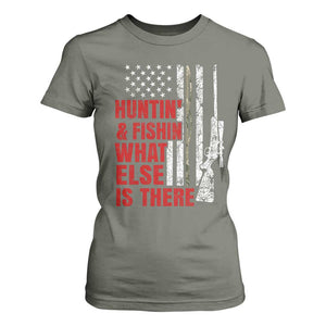 Hunting And Fishing What Else Is There T Shirt For Women Vintage American Flag TS11 Military Green Print Your Wear