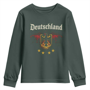 Deutschland German Heritage Pride Youth Sweatshirt Bundesadler Coat of Arms Star TS11 Dark Forest Green Print Your Wear