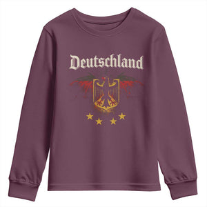 Deutschland German Heritage Pride Youth Sweatshirt Bundesadler Coat of Arms Star TS11 Maroon Print Your Wear
