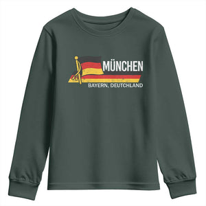 Munchen Bayern German Heritage Pride Germany Flag Youth Sweatshirt TS11 Dark Forest Green Print Your Wear