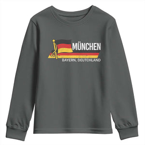 Munchen Bayern German Heritage Pride Germany Flag Youth Sweatshirt TS11 Dark Heather Print Your Wear