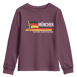 Munchen Bayern German Heritage Pride Germany Flag Youth Sweatshirt TS11 Maroon Print Your Wear