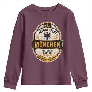 Oktoberfest Munchen Deutschland German Beer Festival Youth Sweatshirt Freistaat Bayern Heraldic Eagle