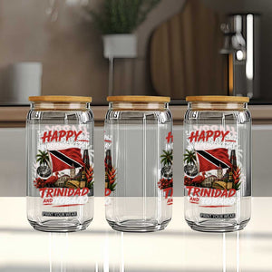 Trinidad And Tobago Independence Day Glass Can Trinidadian Heritage Steelpan Scarlet Ibis