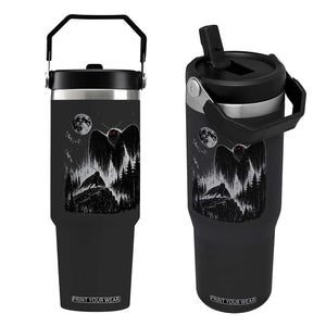Mothman Howling at Moon 90s Retro Flip Straw Tumbler Funny West Virginia Cryptid