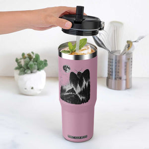 Mothman Howling at Moon 90s Retro Flip Straw Tumbler Funny West Virginia Cryptid