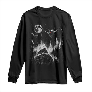 Mothman Howling at Moon 90s Retro Long Sleeve Shirt Funny West Virginia Cryptid