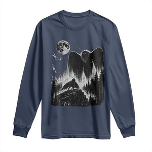 Mothman Howling at Moon 90s Retro Long Sleeve Shirt Funny West Virginia Cryptid