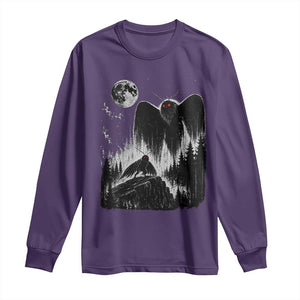 Mothman Howling at Moon 90s Retro Long Sleeve Shirt Funny West Virginia Cryptid