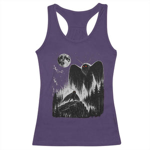 Mothman Howling at Moon 90s Retro Racerback Tank Top Funny West Virginia Cryptid