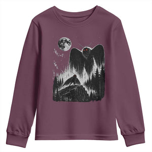 Mothman Howling at Moon 90s Retro Youth Sweatshirt Funny West Virginia Cryptid