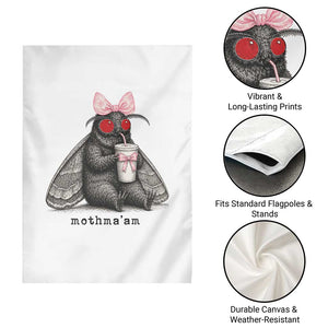 Funny Mothman Mothma'am Cute Pink Bow Coquette Garden Flag