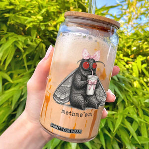 Funny Mothman Mothma'am Cute Pink Bow Coquette Glass Can