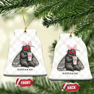 Funny Mothman Mothma'am Cute Pink Bow Coquette Ceramic Ornament