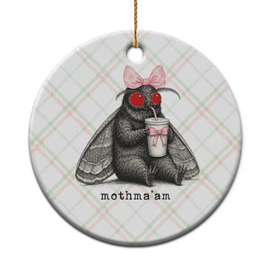 Funny Mothman Mothma'am Cute Pink Bow Coquette Ceramic Ornament