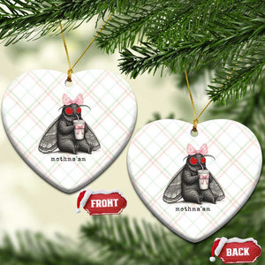 Funny Mothman Mothma'am Cute Pink Bow Coquette Ceramic Ornament