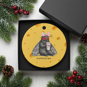 Funny Mothman Mothma'am Cute Pink Bow Coquette Ceramic Ornament