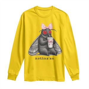 Funny Mothman Mothma'am Cute Pink Bow Coquette Long Sleeve Shirt