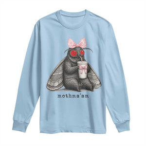 Funny Mothman Mothma'am Cute Pink Bow Coquette Long Sleeve Shirt