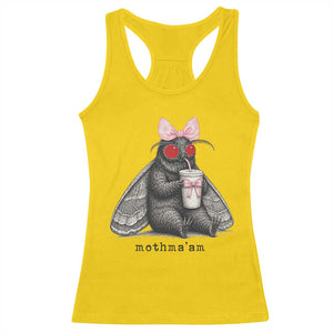Funny Mothman Mothma'am Cute Pink Bow Coquette Racerback Tank Top
