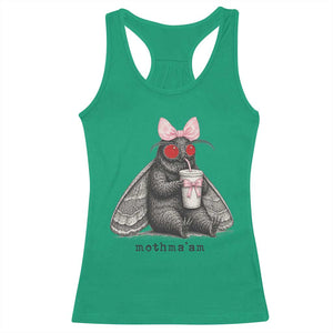 Funny Mothman Mothma'am Cute Pink Bow Coquette Racerback Tank Top