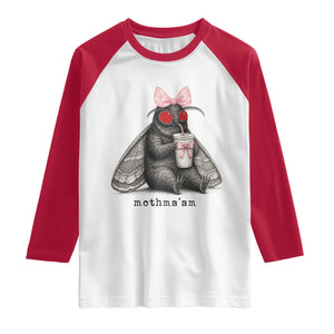 Funny Mothman Mothma'am Cute Pink Bow Coquette Raglan Shirt