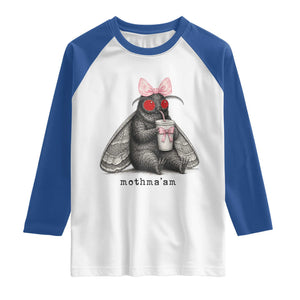 Funny Mothman Mothma'am Cute Pink Bow Coquette Raglan Shirt