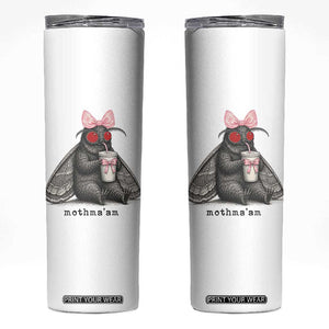 Funny Mothman Mothma'am Cute Pink Bow Coquette Skinny Tumbler