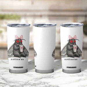 Funny Mothman Mothma'am Cute Pink Bow Coquette Tumbler Cup