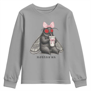 Funny Mothman Mothma'am Cute Pink Bow Coquette Youth Sweatshirt