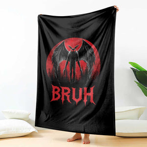 Funny Bruh Mothman Throw Blanket Cryptozoology Cryptid Humor Weirdcore Horror Moon
