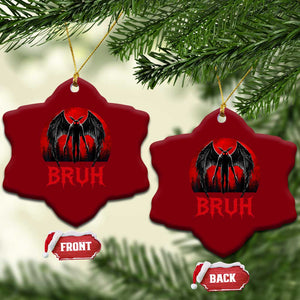 Funny Bruh Mothman Ceramic Ornament Cryptozoology Cryptid Humor Weirdcore Horror Moon