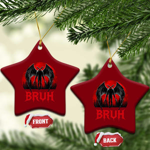 Funny Bruh Mothman Ceramic Ornament Cryptozoology Cryptid Humor Weirdcore Horror Moon