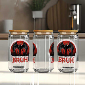 Funny Bruh Mothman Glass Can Cryptozoology Cryptid Humor Weirdcore Horror Moon