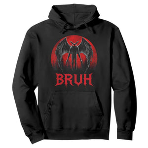 Funny Bruh Mothman Hoodie Cryptozoology Cryptid Humor Weirdcore Horror Moon