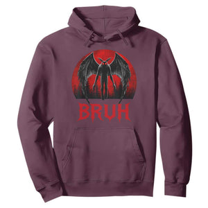 Funny Bruh Mothman Hoodie Cryptozoology Cryptid Humor Weirdcore Horror Moon