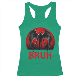 Funny Bruh Mothman Racerback Tank Top Cryptozoology Cryptid Humor Weirdcore Horror Moon
