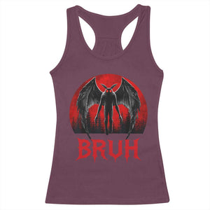 Funny Bruh Mothman Racerback Tank Top Cryptozoology Cryptid Humor Weirdcore Horror Moon