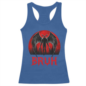 Funny Bruh Mothman Racerback Tank Top Cryptozoology Cryptid Humor Weirdcore Horror Moon