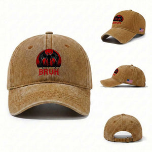 Funny Bruh Mothman Washed Cotton Baseball Cap Cryptozoology Cryptid Humor Weirdcore Horror Moon