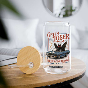 Funny Mothman Glass Can Get In Loser We Are Going Lurking Cryptid Lover
