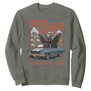 Funny Mothman Sweatshirt Get In Loser We Are Going Lurking Cryptid Lover