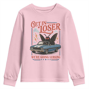 Funny Mothman Youth Sweatshirt Get In Loser We Are Going Lurking Cryptid Lover