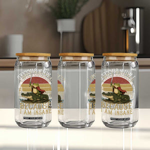 I Will Succeed Because I Am Insane Funny Frog Riding Alligator Glass Can